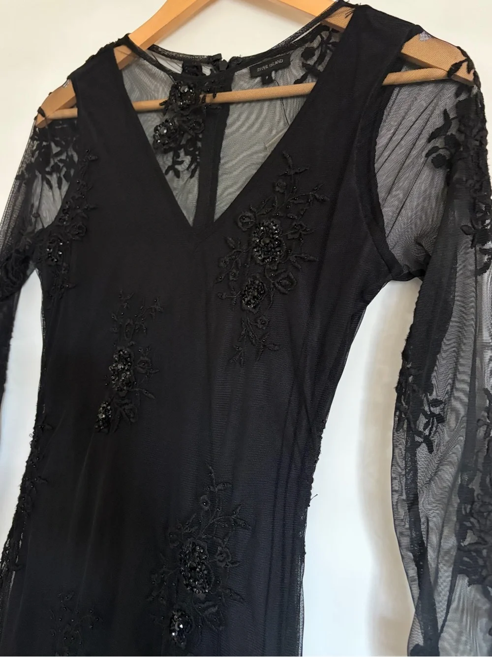 Whimsigoth Black Sheer Mesh Maxi Dress Dark Fairy Lined Witchy NEW WITH TAGS